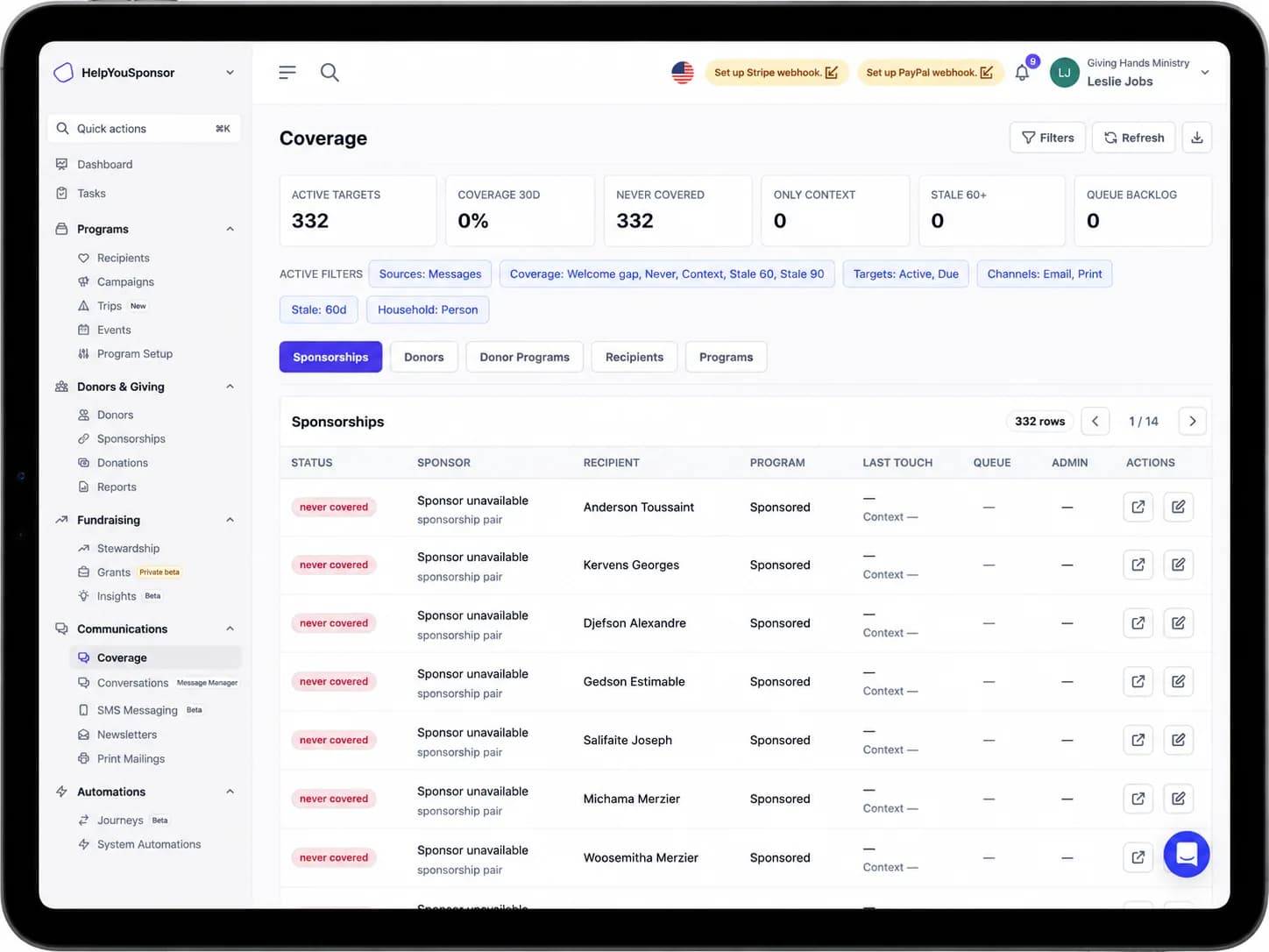 Communication Coverage Tracking