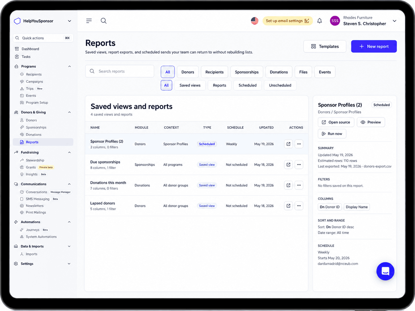 Advanced Reporting & Scheduled Reports