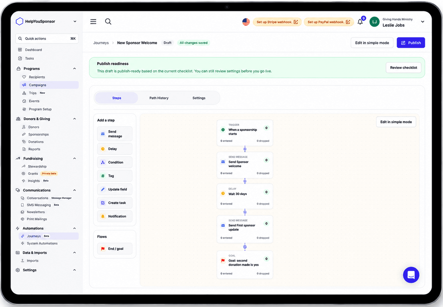Donor Journey Automation