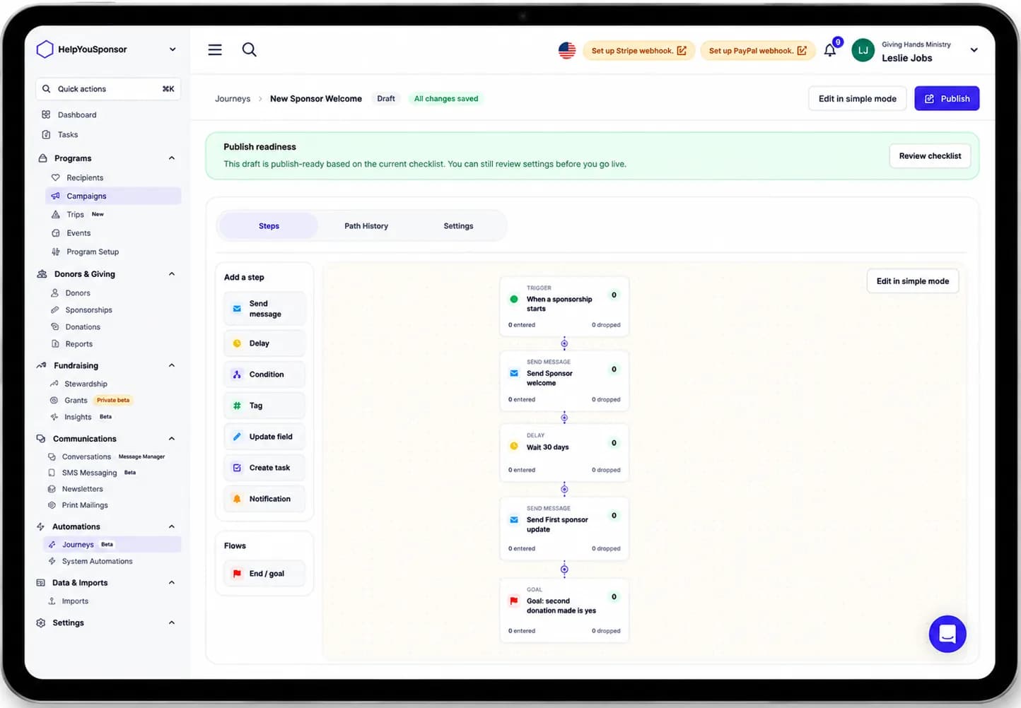 Donor Journey Automation