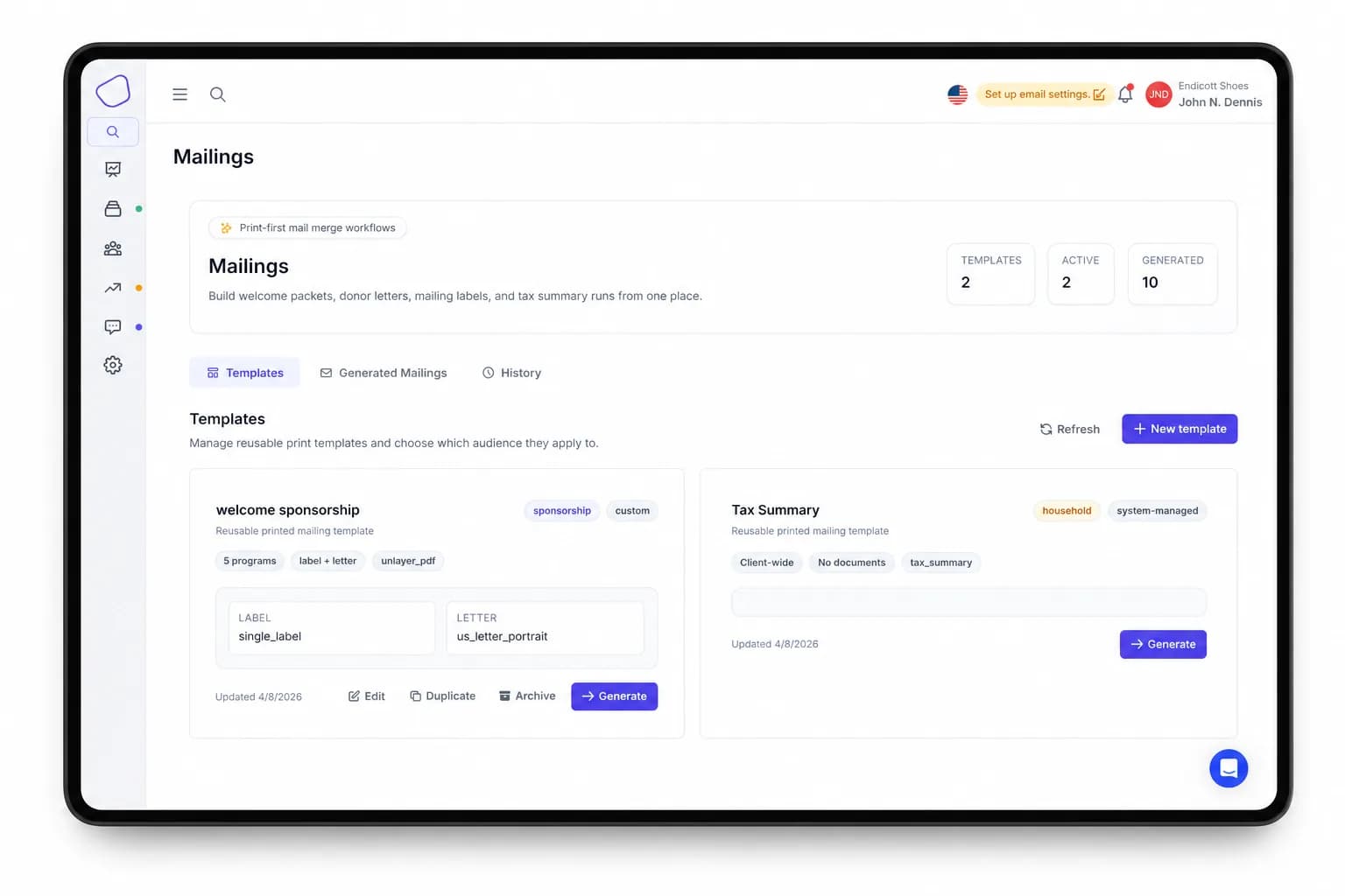 Generate Printable Mailing Documents