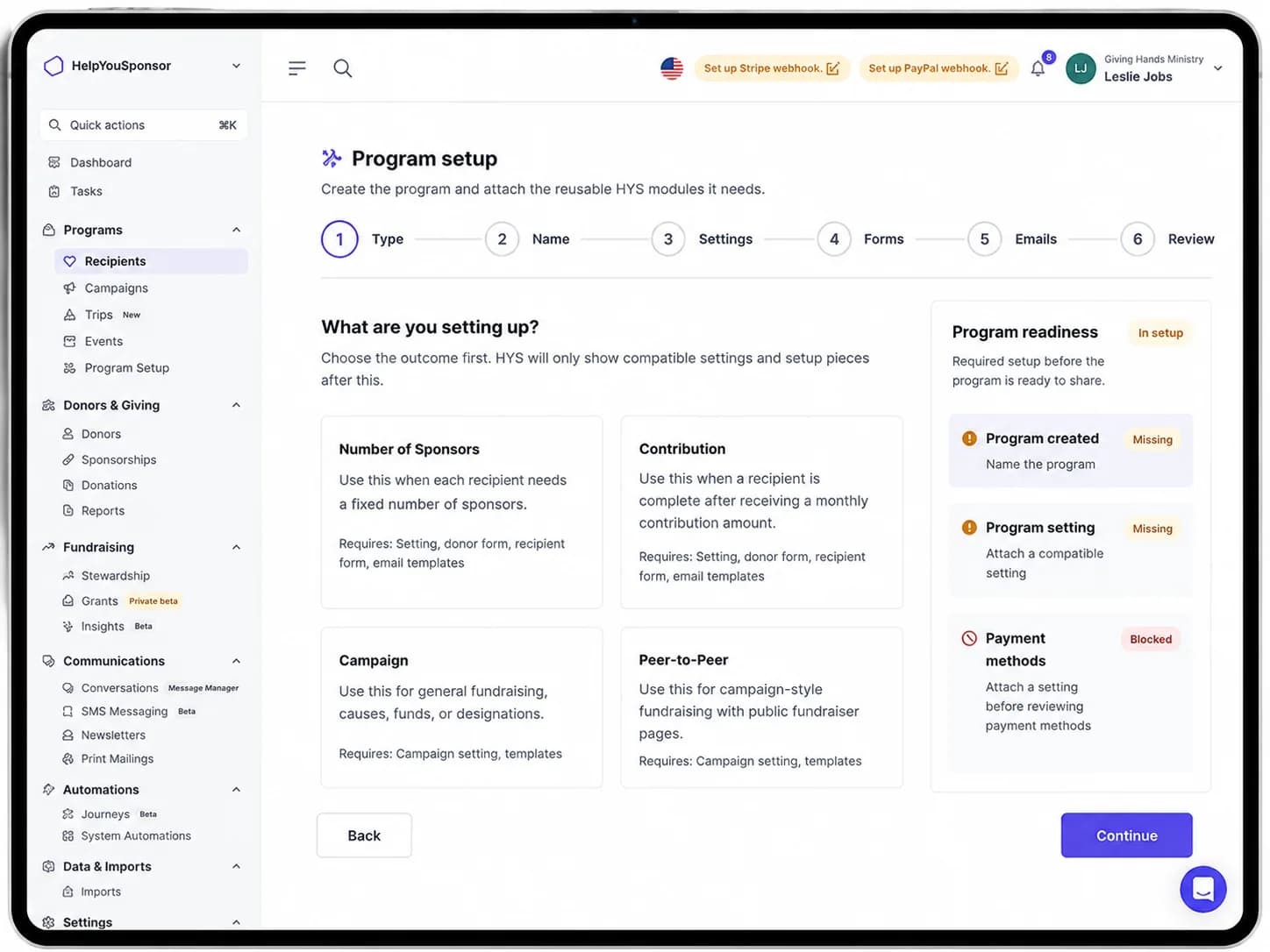 Guided Program Setup