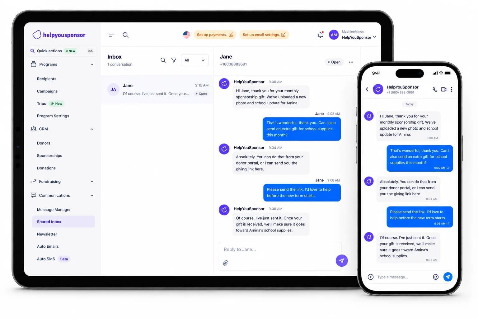 Two-Way Donor SMS Messaging (Beta)